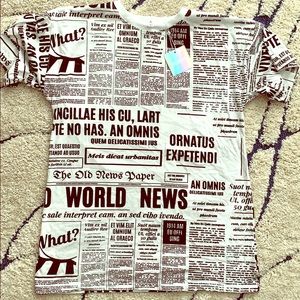 Missguided Oversized Newspaper T-Shirt Dress